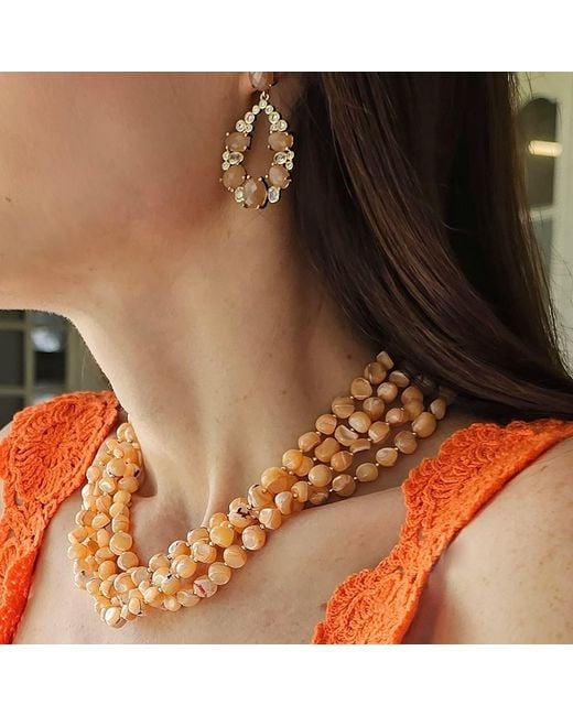Farra Metallic Natural Shell Multi-Layers Necklace