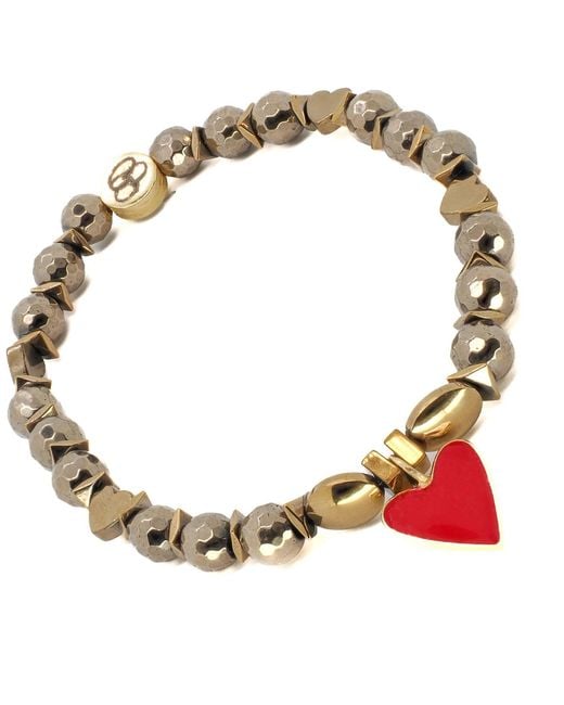 Ebru Jewelry Metallic Red Heart Love Bracelet