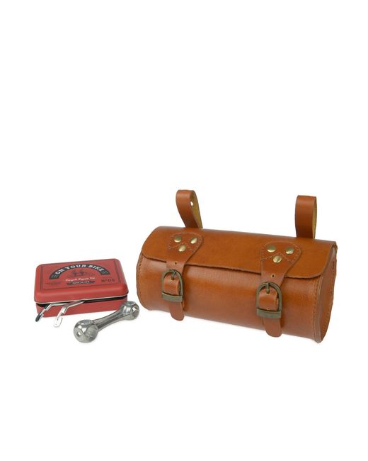 VIDA VIDA Brown Leather Bike Saddle Bag for men