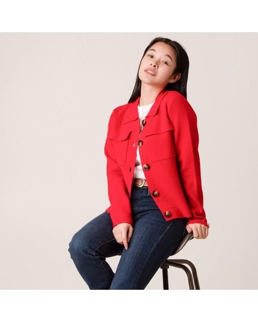 Porridge Knitwear Red Wool Rebecca Jacket