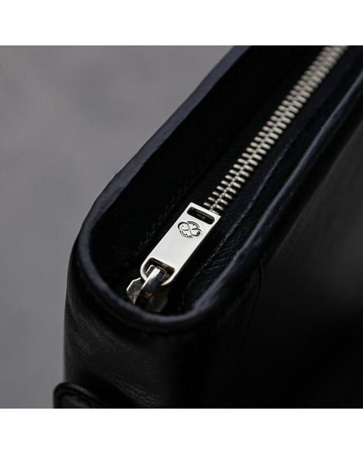 Time Resistance Black Leather Portfolio With Binder