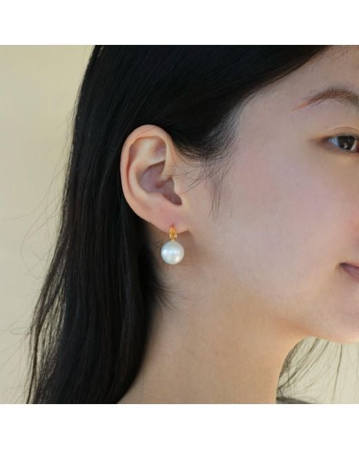 Kai Fine Jewelry Metallic Solid Natural Citrine & Freshwater Pearls Venus Tears Convertible Drop Earrings