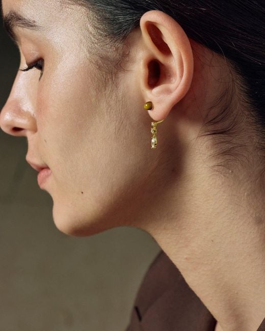 Freqnc Atelier Metallic Serpent Earrings Rose Quartz Ear Jackets