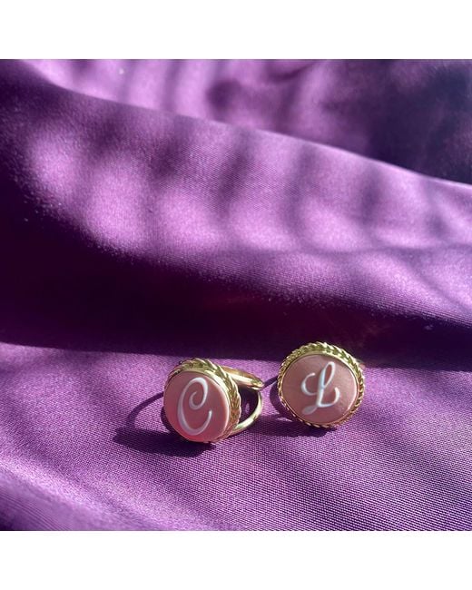 Vintouch Italy Gold Vermeil Pink Cameo Ring Initial C