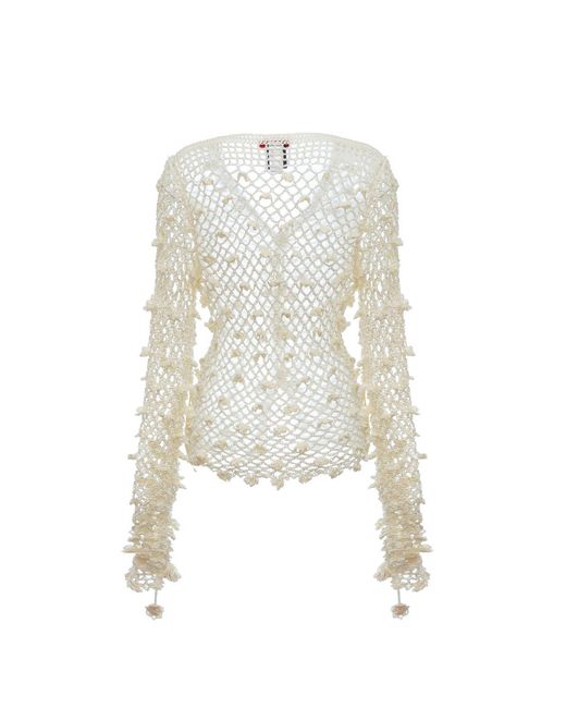 Andreeva White Handmade Crochet Shirt