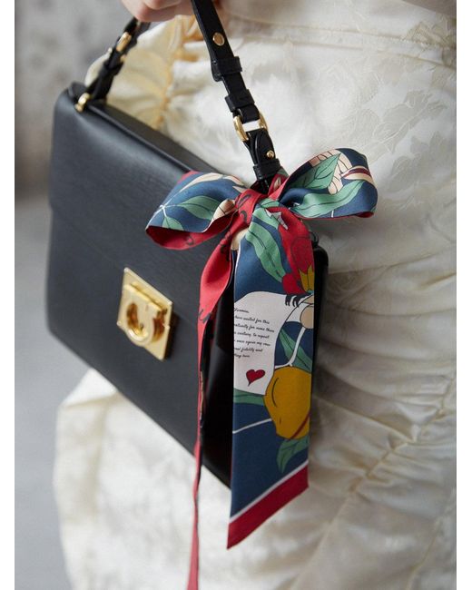 Lost Pattern Red El Amor Silk Twilly Neck Bow