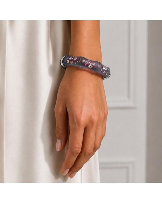 Gold & Honey Blue Swarovski Crystal Bamboo Bangles