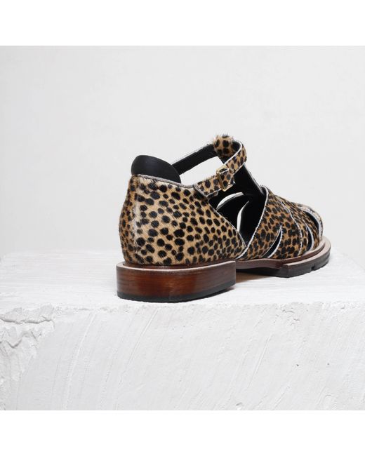 Mafalda Black Maite Animal Print Fisherman Sandals