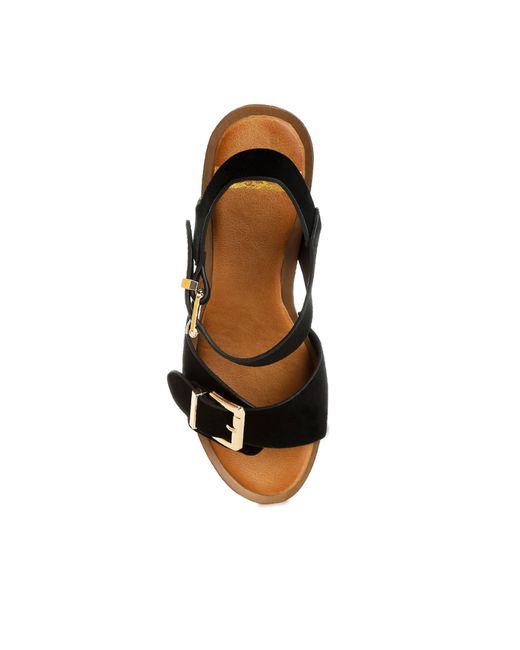 Rag & Co Black Lhasa Real Suede Leather Clog Sandals