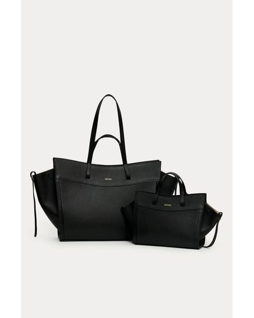 Saonara Brand Black Mini Shopping Bag Leather