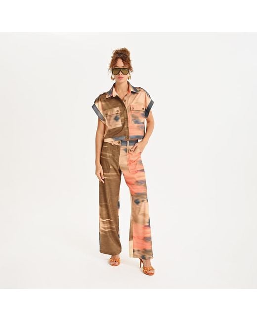 Lalipop Design Orange Soft Drape Straight-Leg Pants