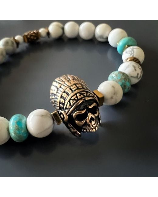 Ebru Jewelry Metallic Spiritual Beaded Indian Bracelet for men
