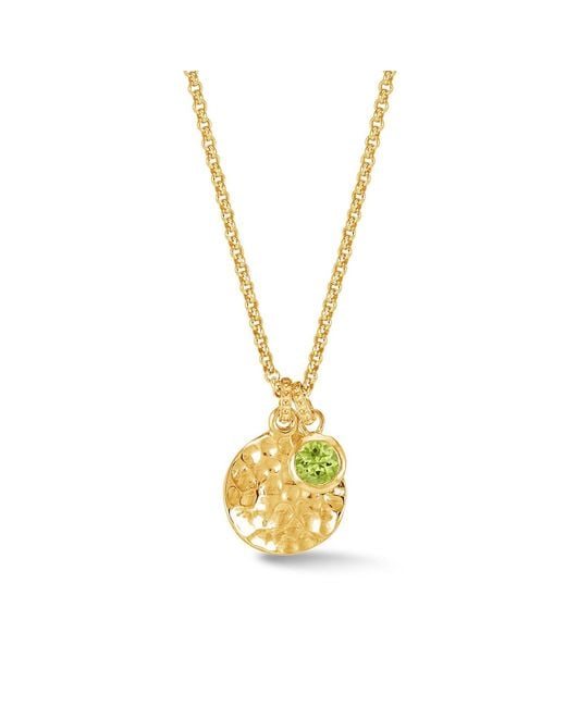Dower & Hall Metallic Hammered Disc & Peridot Array Pendant