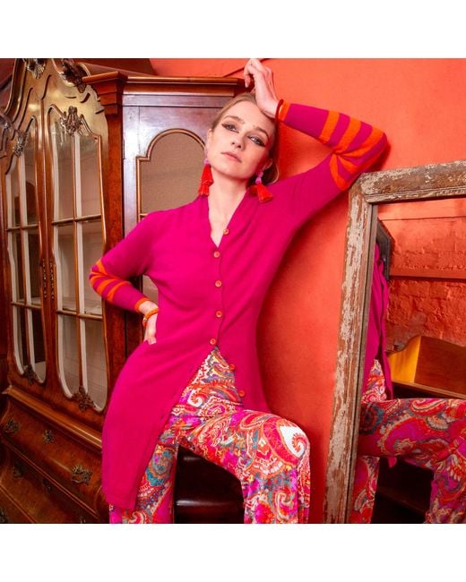 Beatrice von Tresckow Pink Longline Cashmere Cardigan