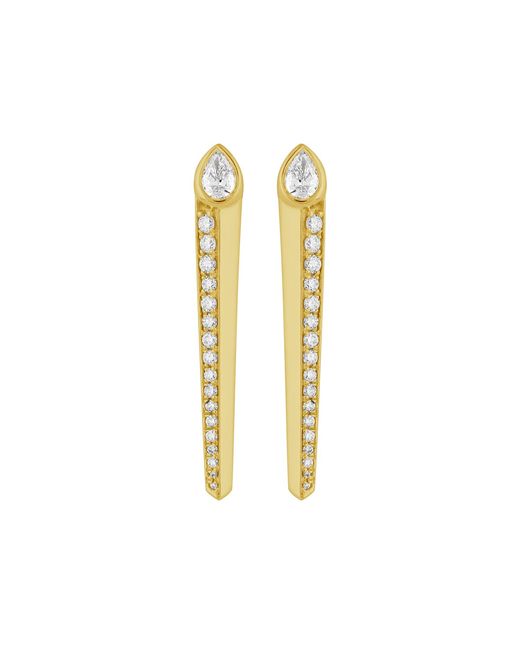 Artisan Metallic Pear Diamond Pavé Bar Drop Earrings