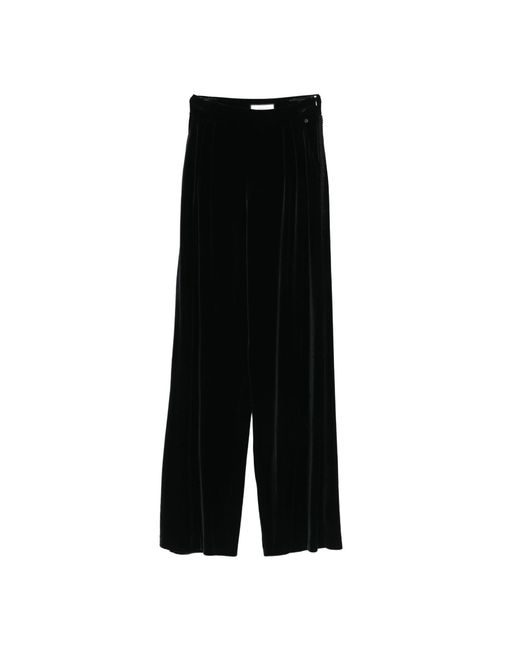 Nissa Black High-Waisted Velvet Pants
