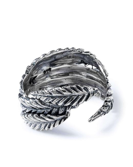 German Kabirski Metallic Bryo Oxidized Ring With Textured Leaf Design