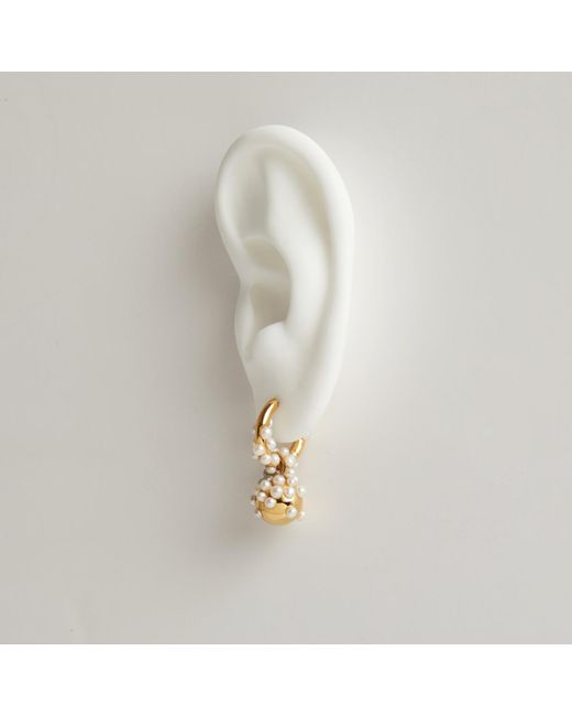 Kasun Metallic Pearl Droplet Hoop Earring Vermeil