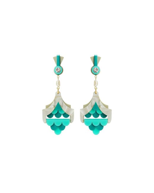 Gissa Bicalho Blue Handmade Earring Scales