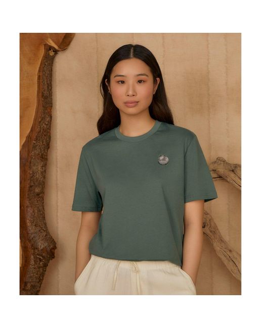 INGMARSON Green Disco Ball Embroidered Organic Cotton T-shirt