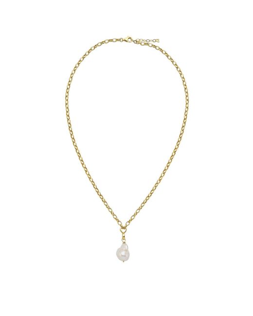 LINYA JEWELLERY Metallic Tapy Baroque Pearl Thick Chain Necklace