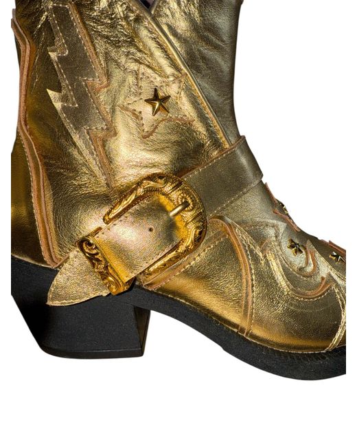 Any Old Iron Brown Golden Fancy Nancy Leather Ankle Boots