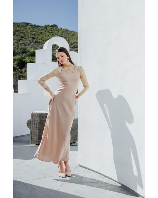 Rave on Trend Natural Neutrals Slip Jumper Dress