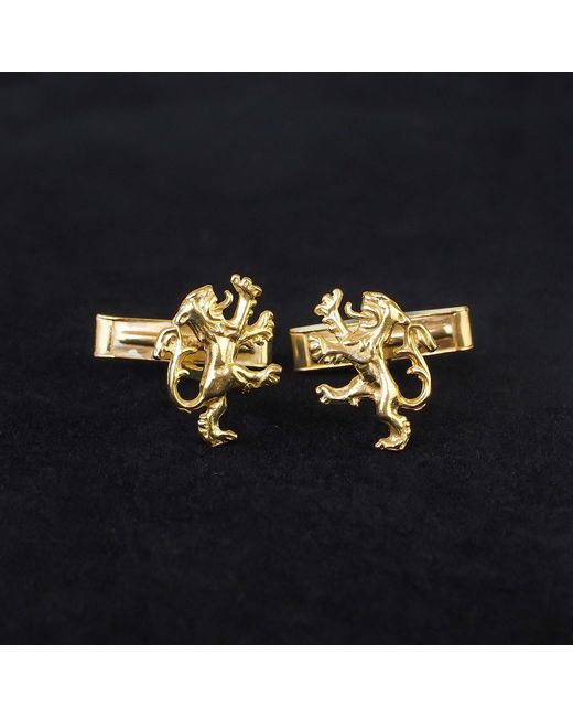 Simon Kemp Jewellers Metallic Rampant Lion Cufflinks Eighteen Carat On Solid Sterling for men