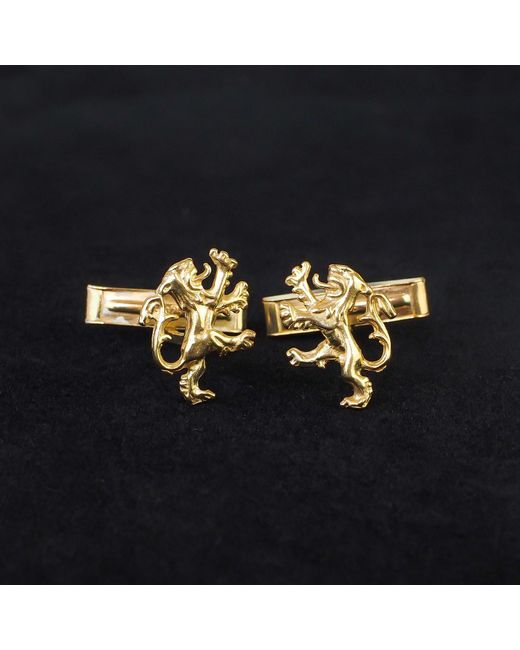 Simon Kemp Jewellers Metallic Rampant Lion Cufflinks Eighteen Carat On Solid Sterling for men