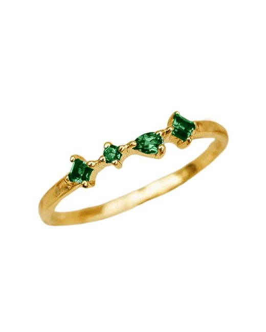 Harfi Yellow Minimalist Emerald Gemstone May Birthstone Adjustable Vermeil Ring
