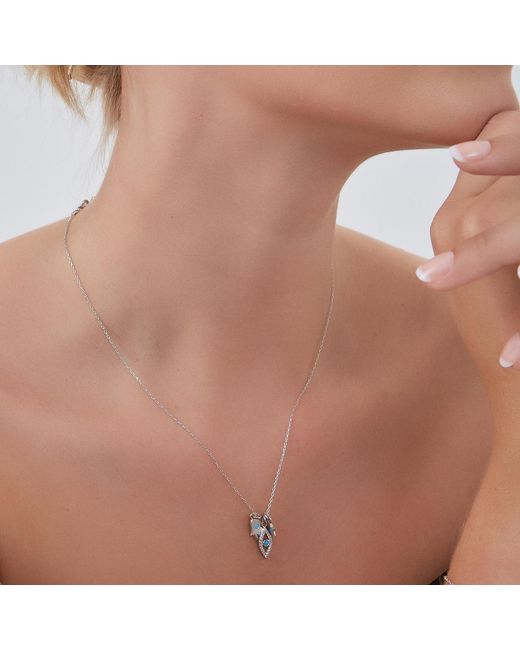 Spero London Metallic Hamsa Evil Eye Star Sterling Necklace