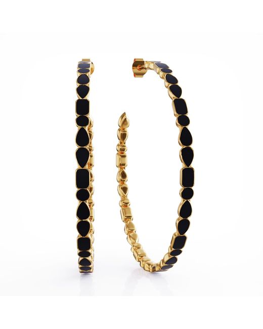 Linda Fiore Metallic Adeline Vermeil Hoop Earrings Enamel