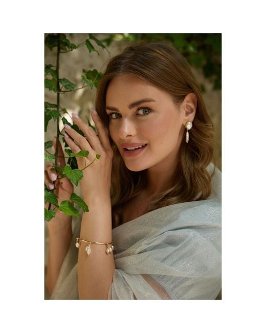 Saachi Metallic Freshwater Pearl Drop Earrings