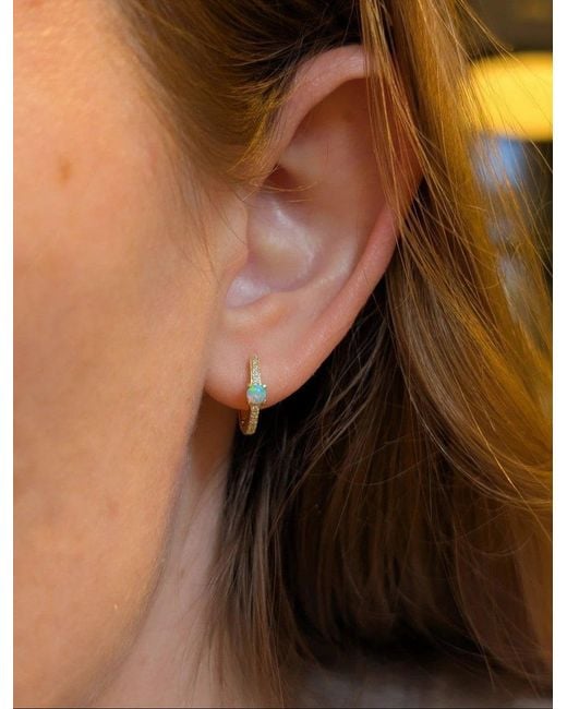 KAMARIA Metallic Opal And Crystal Huggie Earrings