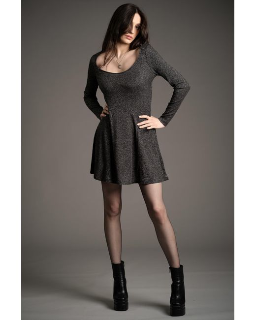 Little Lies Black Neutrals Sweet Jane Gunmetal Shimmer Mini Dress