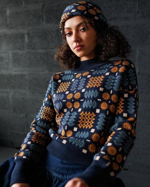 Mabli Blue Carthen Neat Cotton Pullover