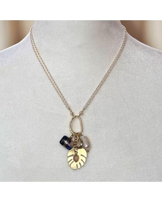 Rare Matters Jewelry Metallic Radiance Charm Sodalite Necklace