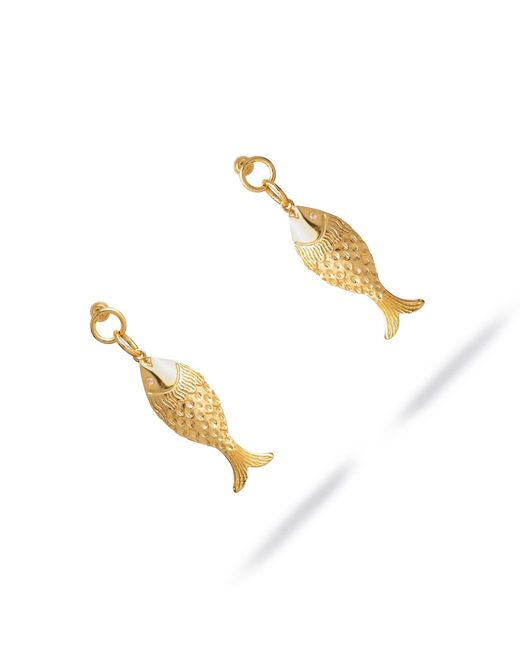 Ebru Jewelry Metallic Golden Fortune Fish Dangle Earrings