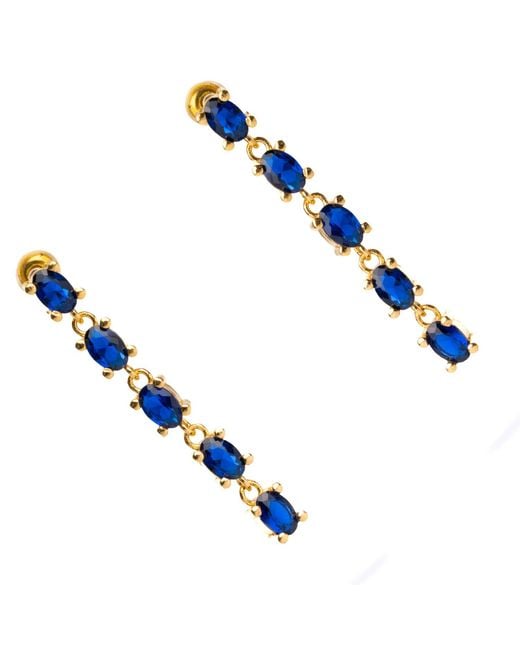 Ebru Jewelry Blue Drop Down Sapphire Earrings