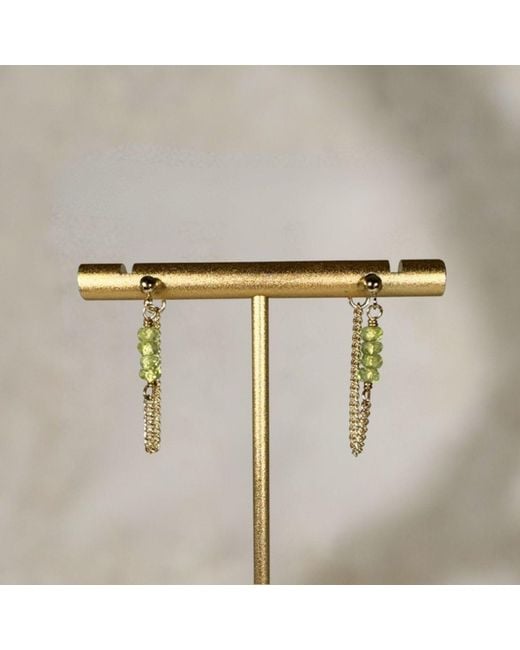 Rachel Nathan Metallic Post: Peridot & Chain Earrings