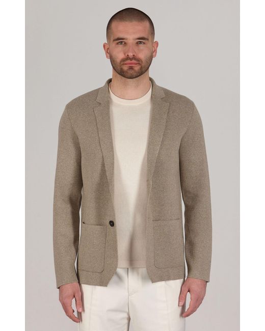 Paul James Knitwear Gray Lightweight Jaspe Cotton Ezra Knitted Blazer for men