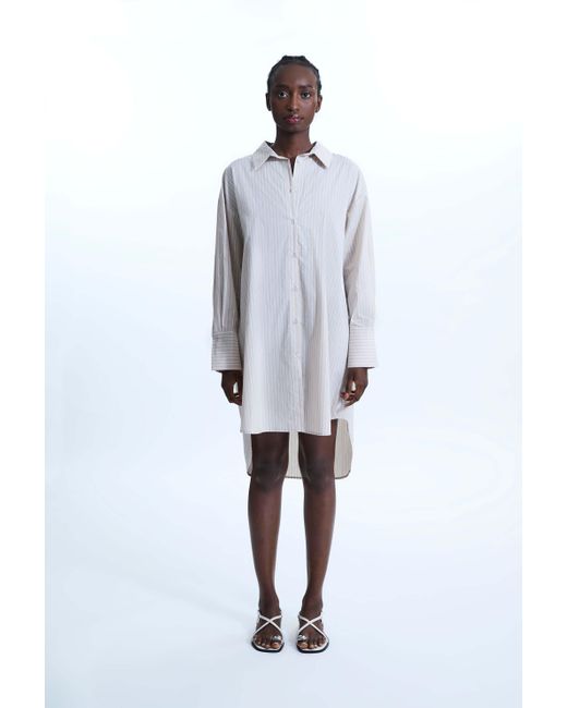 James Lakeland Oversized Stripped Shirt Beige-white