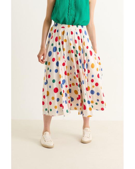 Louche White Agatha Dotty Print Circle Midaxi Skirt
