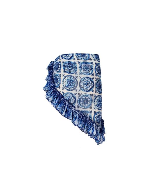 Nur Karaata Blue Lily Bleu Blanc Skirt