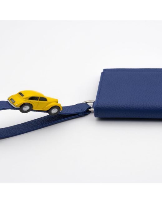 Absurde Blue Parking Leather Bifold Wallet With Car