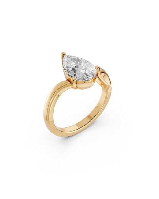 Aya Fine Jewelry Metallic 1 Carat Pear Lab Grown Diamond Bypass Solitaire Engagement Ring