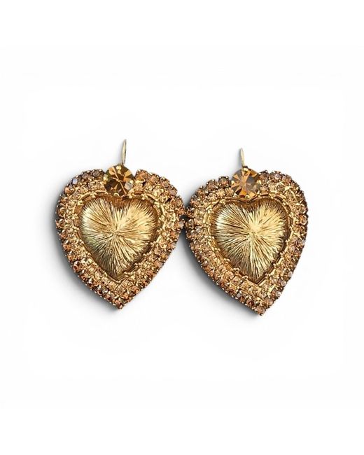 Vstyle Brown Sacred Heart Halo Statement Earrings