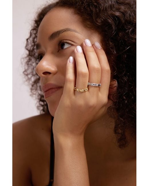 Vanhi Metallic Bamboo Chunky Crystal Ring