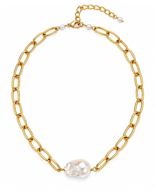 Lexi Jewelry Metallic Baroque Pearl-Plated Link Choker