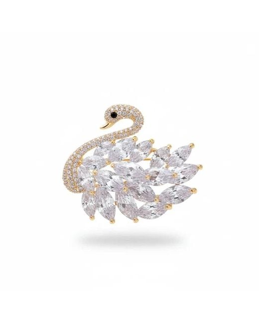Angel Barocco White Luxury Diamond Swan Brooch